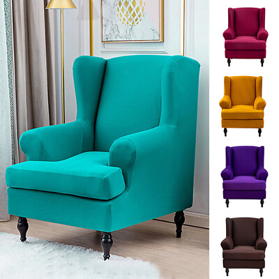 #ad Solid Color Wing Chair Case Stretch Armchair Cover Europe Removable Slipcover CA C $40.39