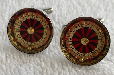 #ad Roulette wheel Cuff Links vintage Las Vegas gambling mechanical game $20.00