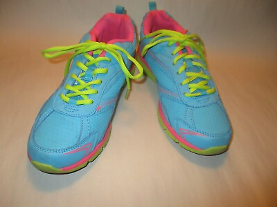#ad etc Love Womens L 8 9 Turquoise Pink amp; Yellow Lace Up Comfort Sneakers $15.98