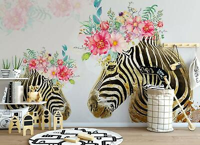 #ad 3D Zebra Flower ZHUA15628 Wallpaper Wall Murals Removable Self adhesive Amy AU $379.99
