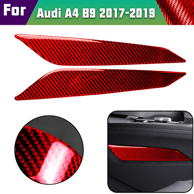 #ad 2PCS Red Gear Shift Panel Side Decal Carbon Fiber Sticker For Trim Audi A4 17 19 $16.81