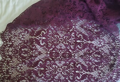 #ad 3 yd Plum Floral Lace Trim Floral Circles 18 Inches $18.99