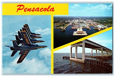 #ad 1973 On The Golf Of Mexico Multiview Blue Angels Pensacola Florida FL Postcard $14.98