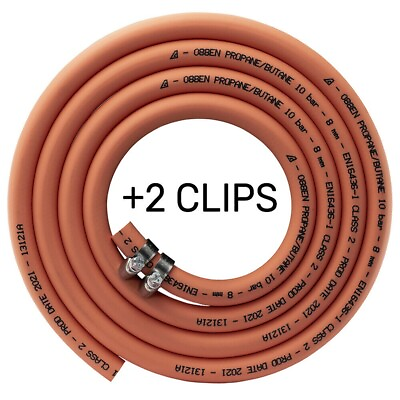 #ad EN16436 british standard gas hose pipe clips 8mm butane propane 10 BAR GBP 1.99