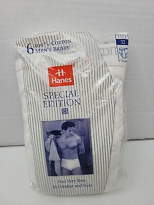 #ad Hanes Special Edition Cotton Briefs 6 Pack Size 32 NOS 1996 USA VTG 1990s NEW $47.95