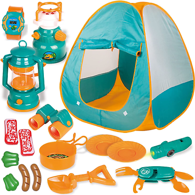 #ad Pop up Tent with Kids Camping Gear Set Kids Play Tent Outdoor Toys Camping Tool $46.88