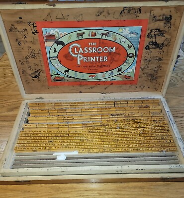 #ad RARE The Classroom Printer Rubber Stamp Kit from 1932 with Ink Bottles $99.99