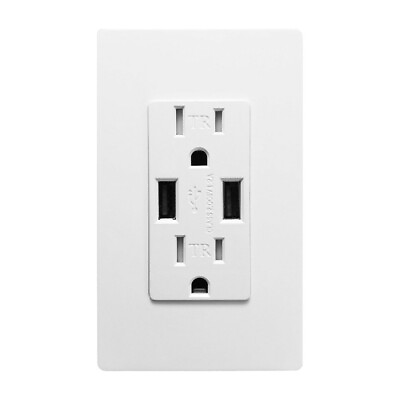 #ad Outlet USB Fast Charger 4.8A Duplex Receptacle 15A Tamper Resistant UL Listed $89.99