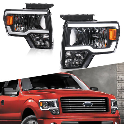 #ad Pair Black LED DRL Headlights Front Lamps For 2009 2014 Ford F 150 Pickup $169.79