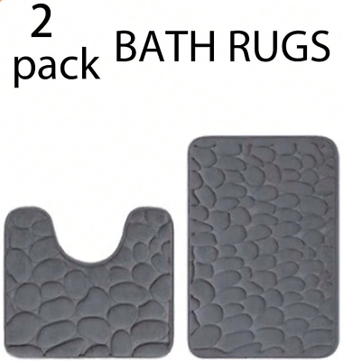 #ad 2 Piece Bathroom Rugs Washable Bath Mat Set Memory Foam Toilet U Shaped Non Slip $16.88