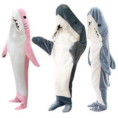 #ad Adults Kids Cartoon Sleepwear Shark Pajamas Cosplay Costume Dresses Unisex $52.44