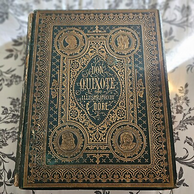 #ad The History Of Don Quixote 1869 Very Rare Book Green Cloth Cover W Gold Letters $349.99