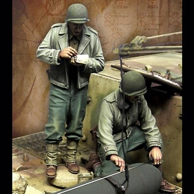 #ad Unpainted 1 35 US Infantry Soldiers Tank Crew WW2 WWII Resin Figure Model Kit $16.99