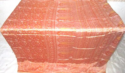 #ad D5 SILK BLEND Sari Fabric Material 4yd Orange WALL HANGING HOME DÉCOR F490 $28.19