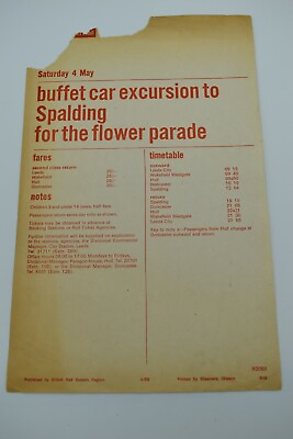 British Railway Handbill Buffet Car Excursion To Spalding For The Flower Parade GBP 5.95