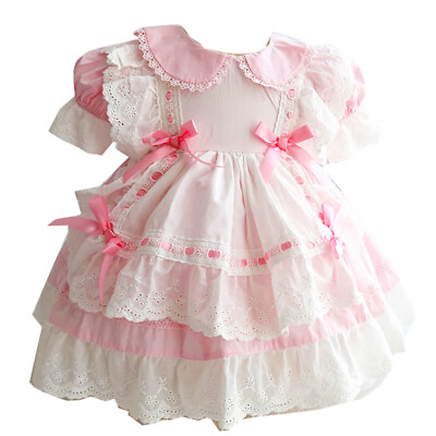 #ad Adult Maid Baby Sissy Girl Pink Mini Dress Cosplay Costume Tailor made $69.99