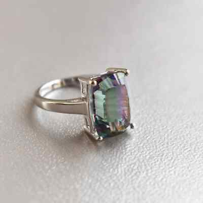 #ad Ring 925 Sterling Silver Topaz Mystic Natural Gemstone Classic Summer Jewelry $121.14