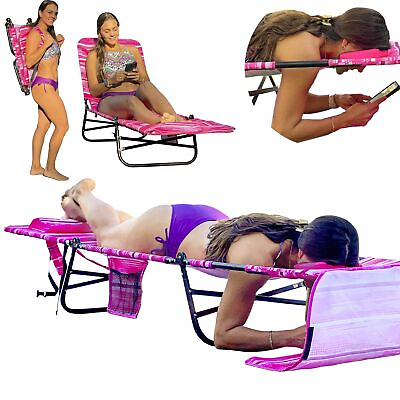 #ad FLIPCHAIR Patio Chaise Lounger Chair Face amp; Arm Holes 3 Legs Support Polyeste... $88.82