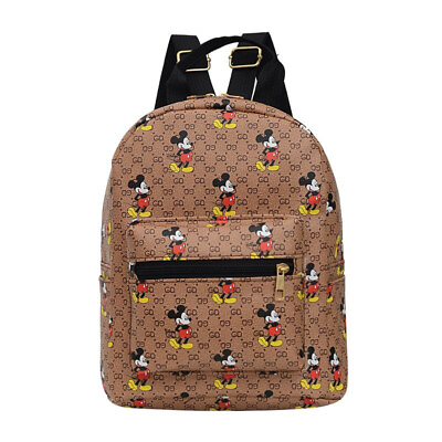 #ad Adults Travel Brown Mini Backpack Cute Mickey Mouse Purse women Ladies Bag Sling $14.95