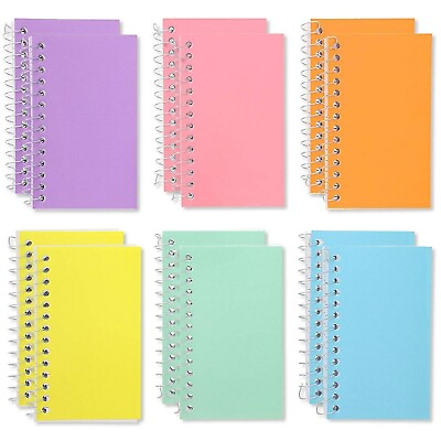 #ad 12 Pack Spiral Notebook 3x5 80 Sheets College Ruled Lined Paper 6 Colors $12.99