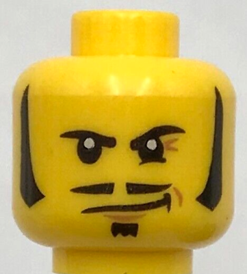 #ad Lego New Yellow Minifigure Head Male Sideburns Moustache Wrinkles and Smirk $1.99