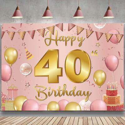 #ad New 40Th Birthday Decorations Backdrop Banner Happy 40Th Birthday Decorat� $18.99