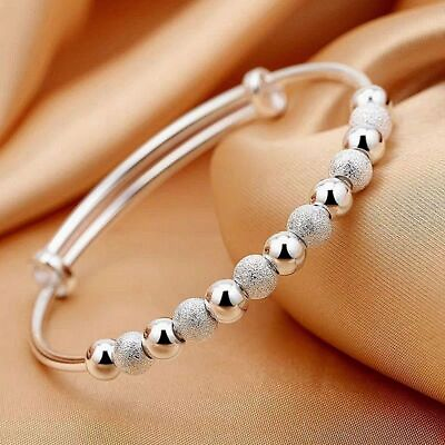 #ad 925 Silver women lady adjust Bangle bracelet fashion charm jewelry wedding gift $1.70