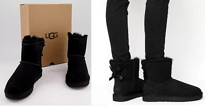 #ad New Women#x27;s UGG Brand Mini Bailey Bow II Soft Boots Shoes Black 1016501 $148.75