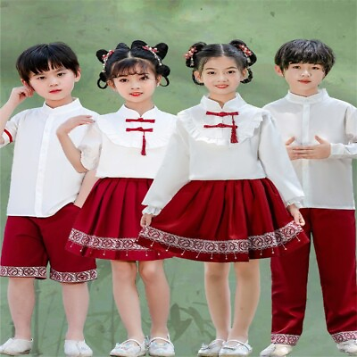 #ad Chinese Style Clothes For Kids Class Uniform New Year Holiday School Student $27.35