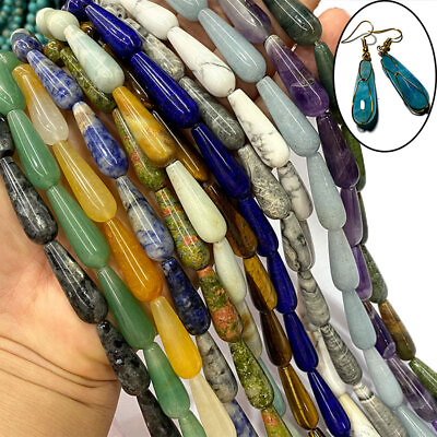 #ad 10*30mm Natural Water Drop Gemstone Amethyst Agate for Jewelry Make DIY Earrings $4.49