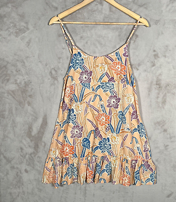 #ad Urban Outfitters Orange Cami Slip Dress Summer Strappy Floral Ruffles Small $15.00