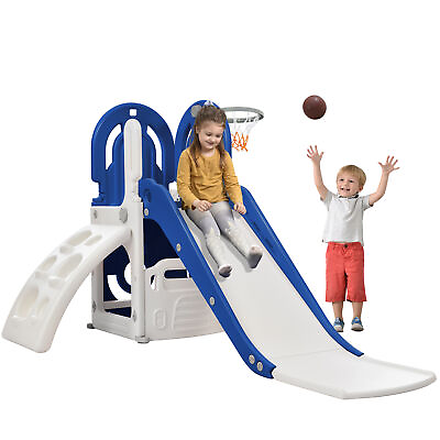 #ad 4 in 1 Toddler Climber and Slide Set Kids Playground Playset w Basketball Hoop $138.67