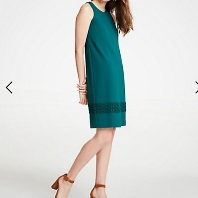 #ad Ann Taylor Green Crochet Lace Hem Sleeveless Dress Size 8T $29.95