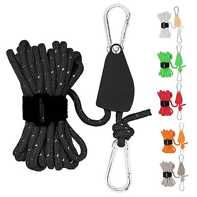 #ad Tent Guide Lines Cord Camping Pulley Rope Reflective Reusable Tie Downs Outdoor $9.41