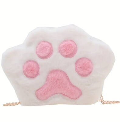 #ad Girls Cat Claw Shoulder Bag Cross body Purse Plush Soft Chain Birthday Furries $14.95