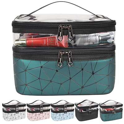#ad Women Large Makeup Bag Cosmetic Case Storage Handle Travel Organizer Portable $9.39