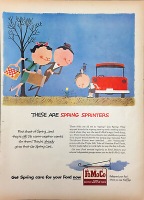 #ad Vintage FoMoCo 1957 Print Ad Spring Tune Ups With Genuine Ford Parts $5.49