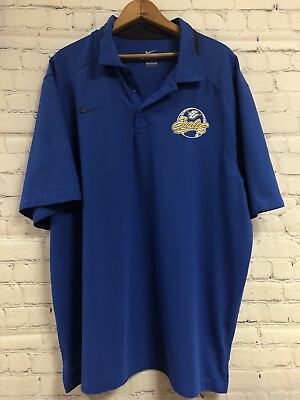 #ad #ad Nike Dri Fit Shirt XXL Blue SU Spalding University Eagles Collared Polo Logo $13.00