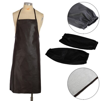 #ad Welding apron 1 pair sleeves Safety Workwear Waterproof Fireproof High Quality $24.70
