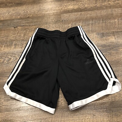 #ad Adidas Shorts Youth Small 8 Black White Gym Class Cotton Kids Polyester Child $9.99