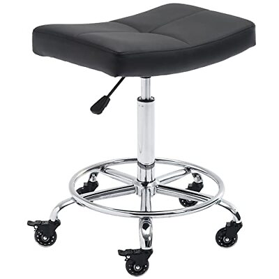 #ad Wide Rolling Stool With Locking Wheels Footrest Adjustable Height Swivel For Sal $134.95