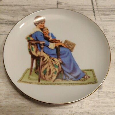 #ad quot;Bedtimequot; Vintage 1986 Collector Plate Inspired by Norman Rockwell Gold Leaf $12.99