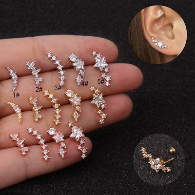 #ad Womens Mens Cartilage Tragus Earrings Stainless Steel Piercing Ear Stud Jewelry $3.19