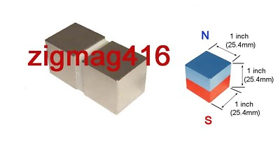 #ad 1quot; x 1quot; x 1quot; thick N52 Rare Earth Neodymium Block Magnet 1 pc C $20.00