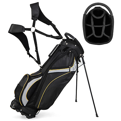 #ad 9quot; Golf Stand Bag Club 8 Way Divider Carry Organizer Pockets Storage Black New $89.99