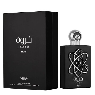 #ad Tharwah Silver for Unisex Eau de Parfum Spray 3.4 oz 100ml Lattafa Perfumes $39.90