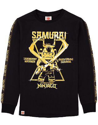 #ad LEGO Ninjago T Shirt Boys Kids Samurai Warrior Long Sleeve Black Top $21.95