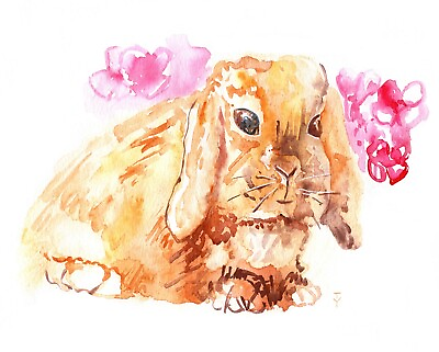 #ad Bunny painting Hare ORIGINAL Art Rabbit Watercolor 8x10quot; $64.00