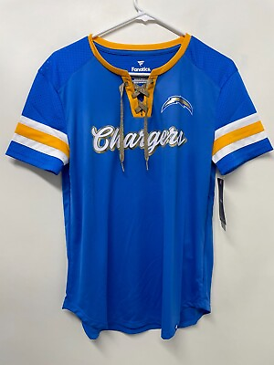 #ad Los Angeles Chargers Fanatics Womens M Original State Lace Up Top T Shirt Jersey $28.46