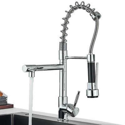 #ad Commercial Chrome Kitchen Faucet with Pull Down Sprayer Single Handle Mixer Tap $36.99